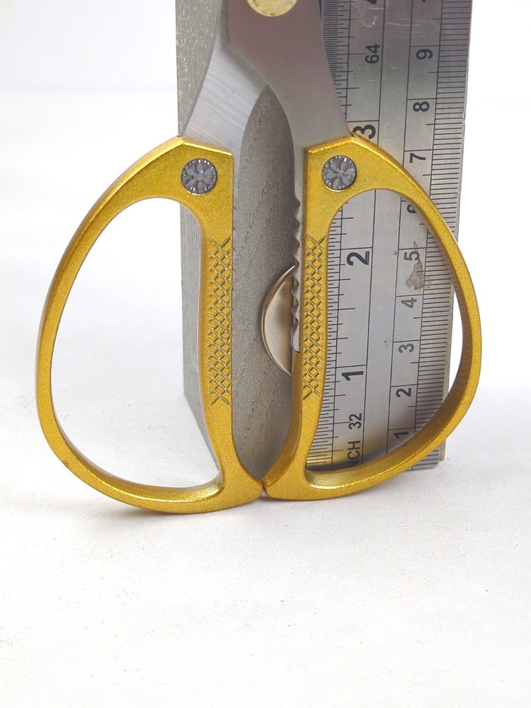 Multi-Function KITCHEN SCISSORS/SHEARS, Slim Profile, Stainless, GOLD Handle