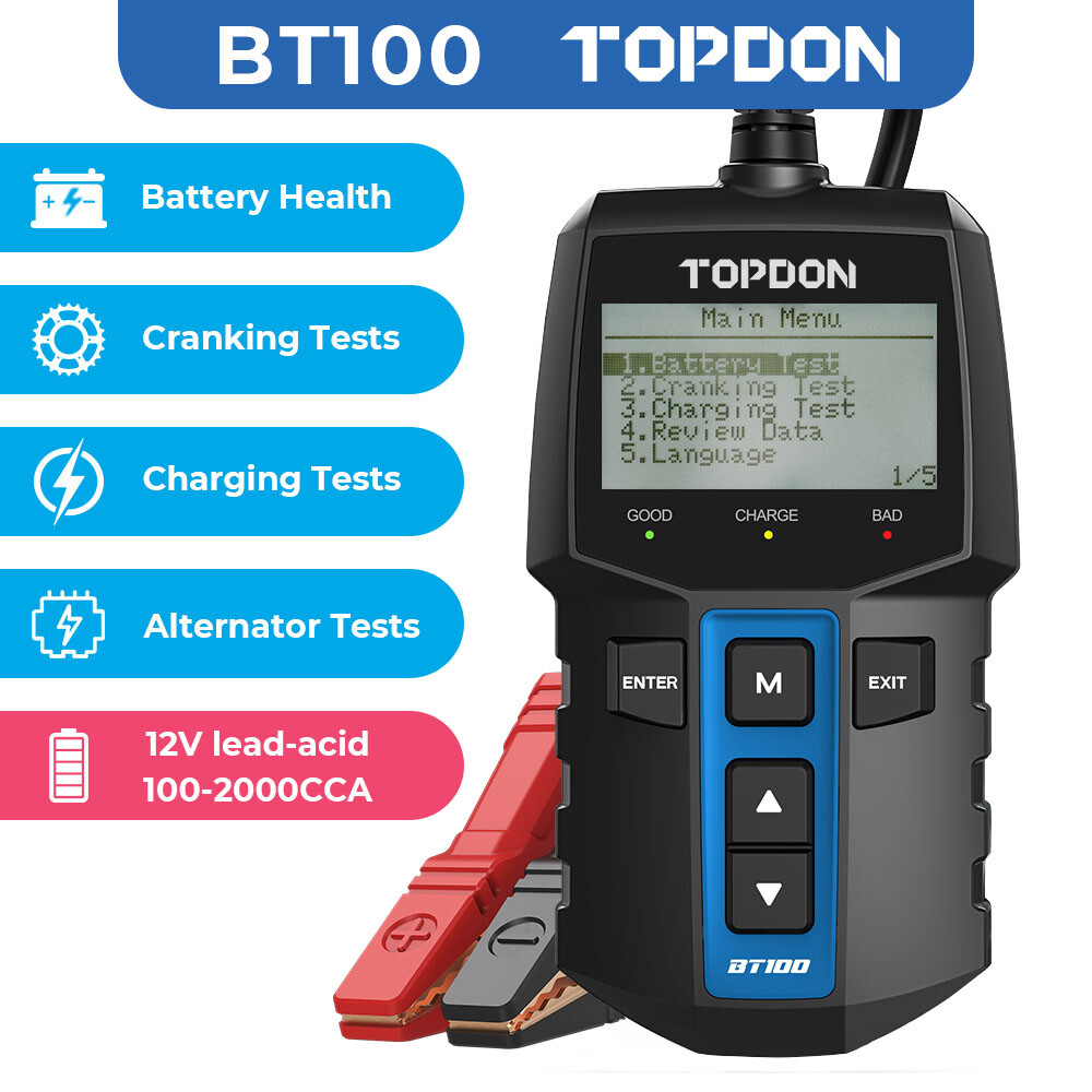 TOPDON BT100 12V Battery Tester & Battery Analyzer & Battery Load Tester