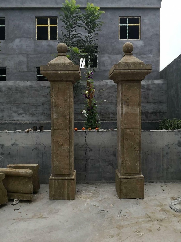 BEAUTIFUL ANTIQUED STONE DRIVEWAY COLUMNS - POSTS - ASP1