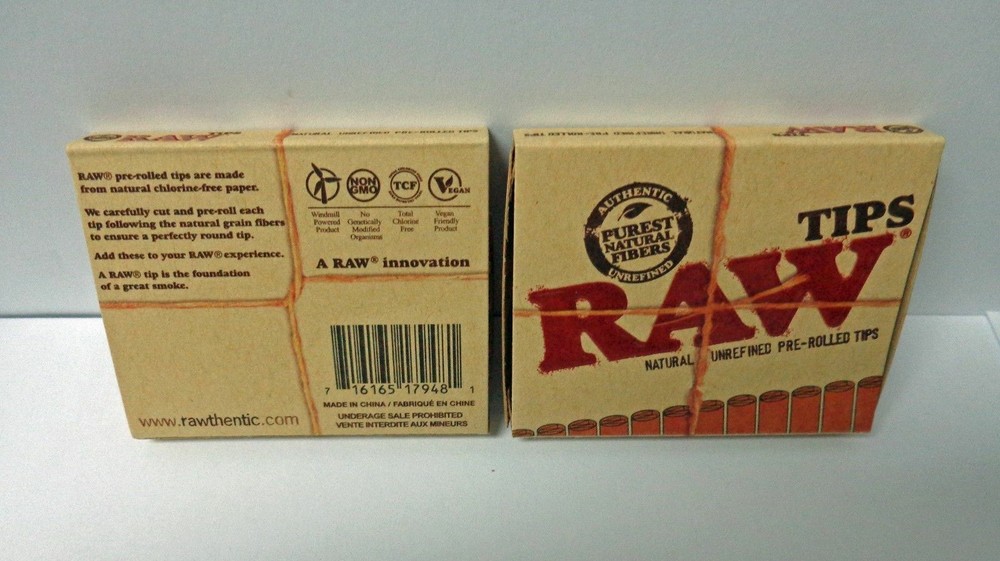 RAW PRE ROLLED TIPS x2 Packs Cigarette Filter Rolling Tips **Free Shipping**