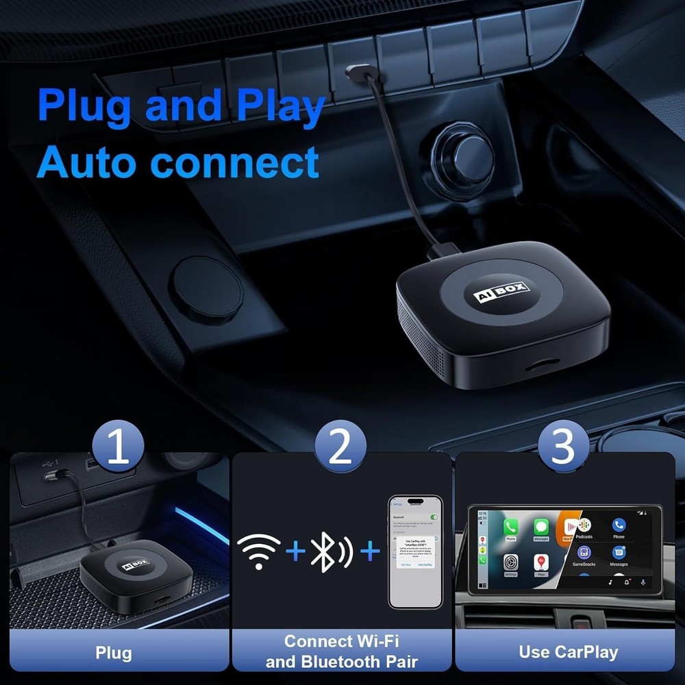 Wireless Carplay Adapter W/ Netflix/YouTube Ai Box for iPhone & Android