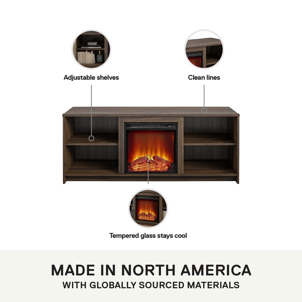 Fireplace TV Stand for TVs up to 65", Walnut