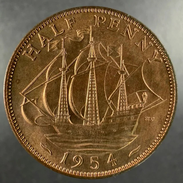 1954 Great Britain Half Penny Choice Example Elizabeth II Bronze