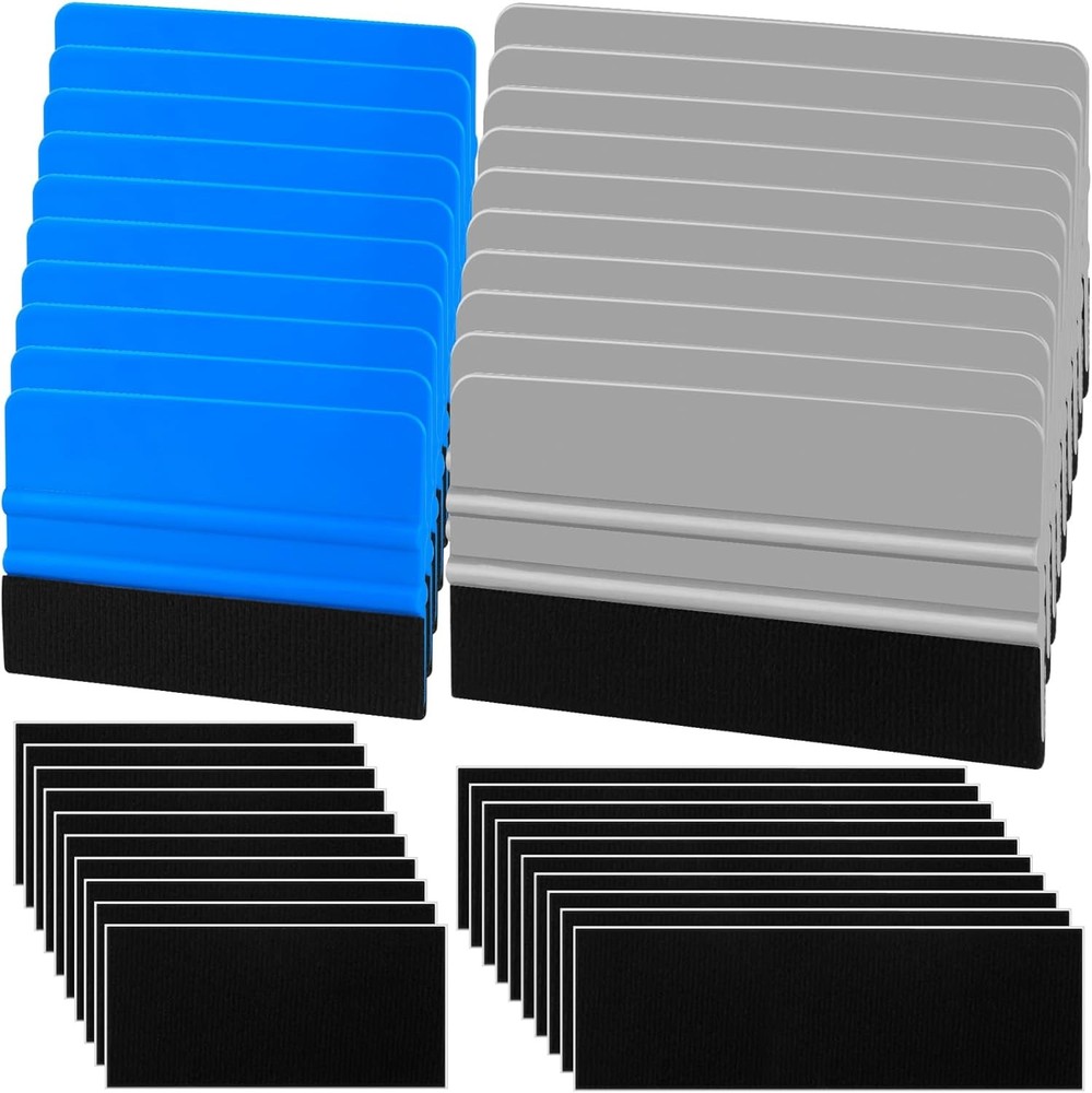 20 Pack Vinyl Wrap Squeegee 4 Inch / 6 Felt Edge Blue & Grey