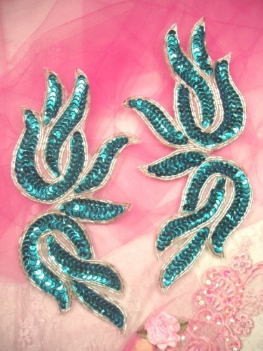 0202 ~ SEQUIN BEADED MIRROR PAIR  APPLIQUES ~ 3 COLORS