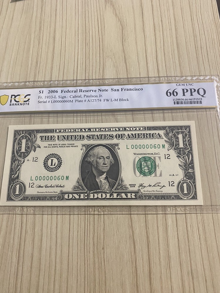 2006 $1 Low Serial Number 00000060 PPQ 66