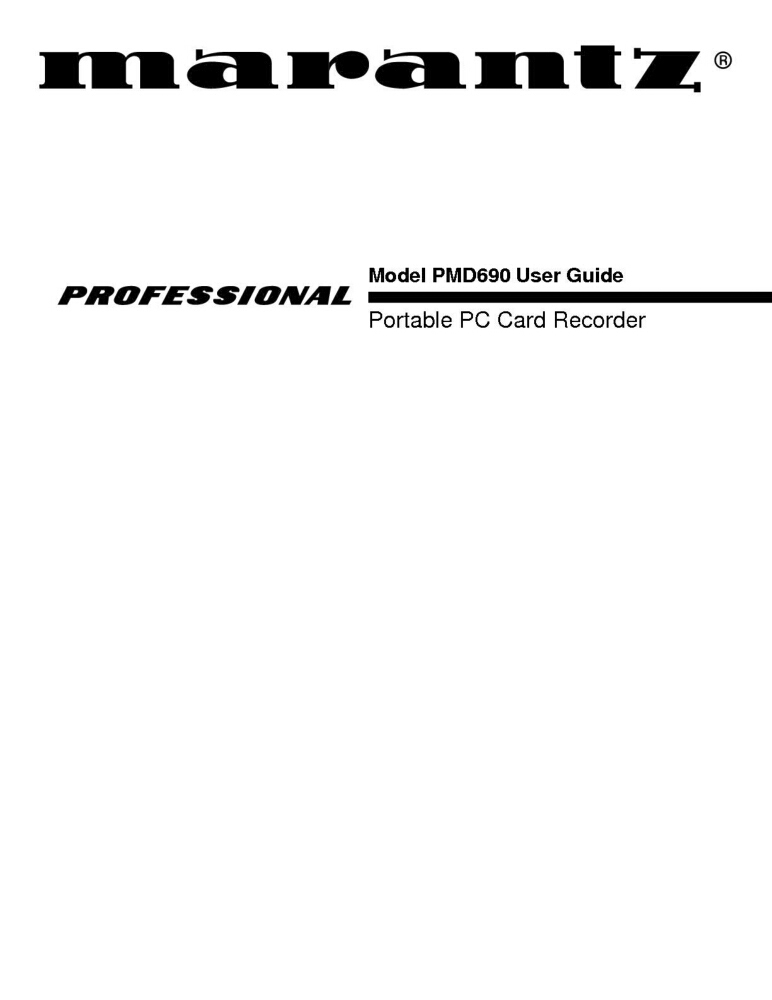 Marantz PMD690 Recorder Owners Instruction Manual