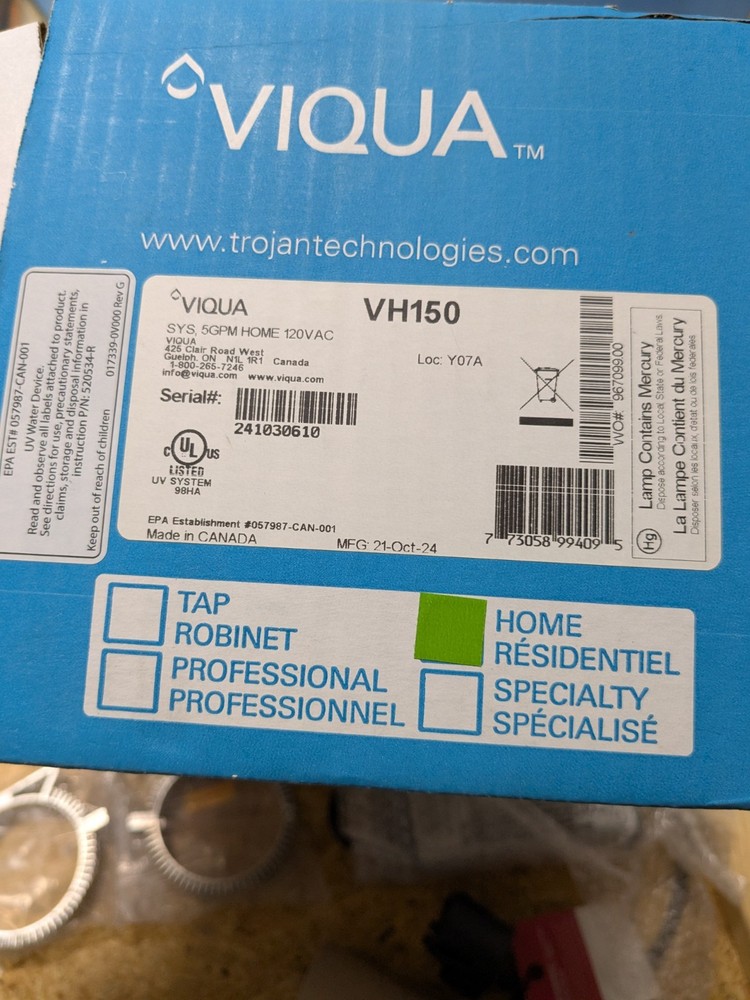 Viqua VH150 Whole Home UV Water Disinfection Cleaning System - 5 GPM !Charity!