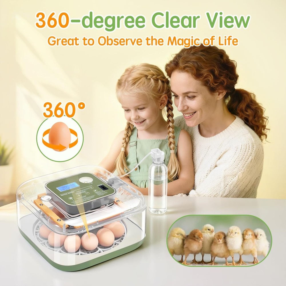 Automatic Egg Incubator 12 Eggs Humidity & Temp Control Hatch Brooding Box