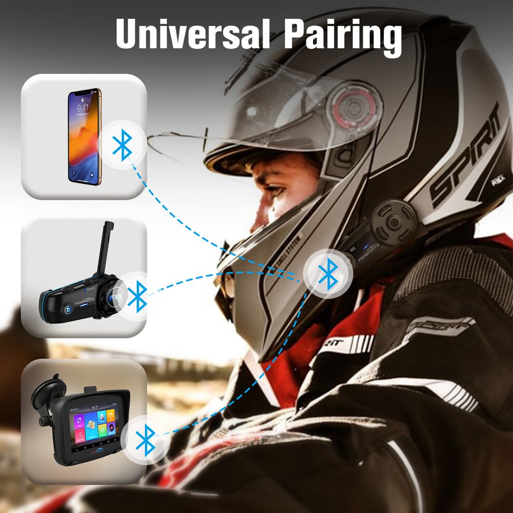 2x V6S Motorcycle Intercom 2-way 1000m Bluetooth Helmet Headset Communication