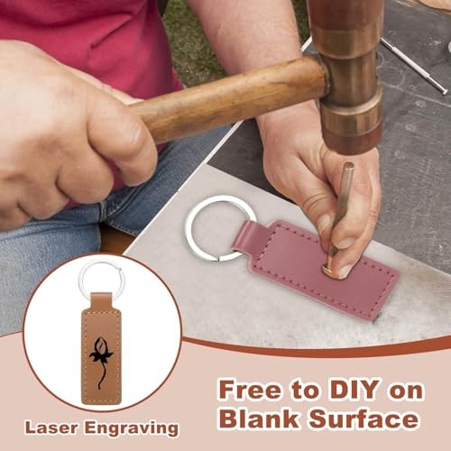 15 Pcs Leather Keychain Blanks Bulk Rectangle Laser Engraving Keychain Brown