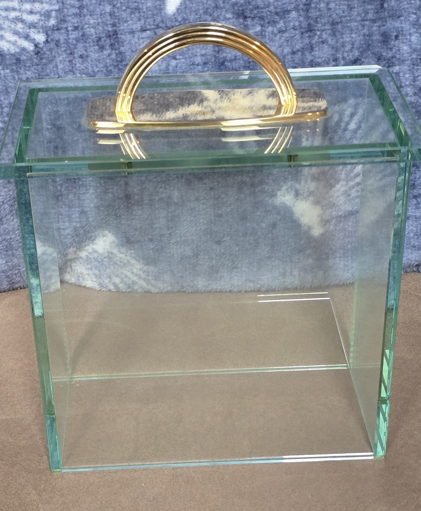 8½" Rectangular Clear Glass Display Case with Open Bottom Chipped Corner