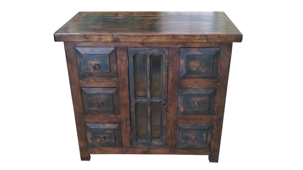 Burbank Custom Rustic Bathroom Vanity Blue Wash 48"