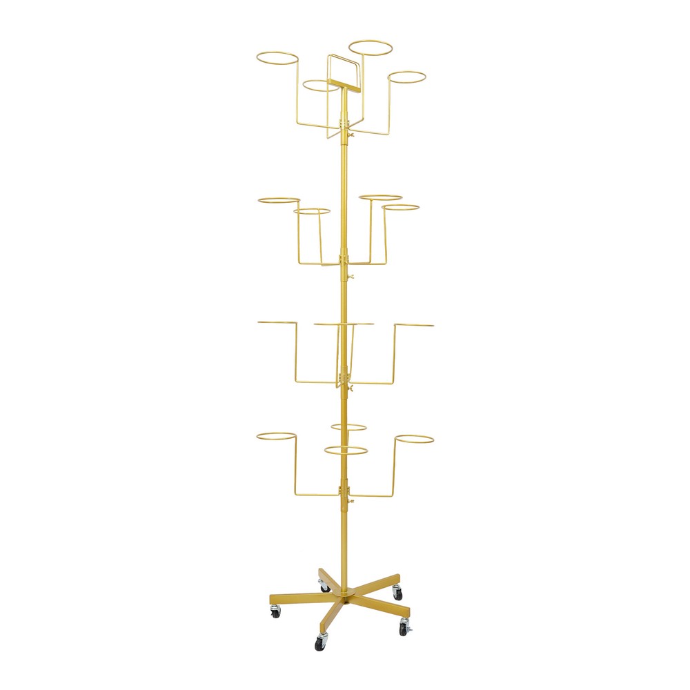 16-Hook Mobile Hat Rack Freestanding Hat Display Stand, Floor-Standing, Gold