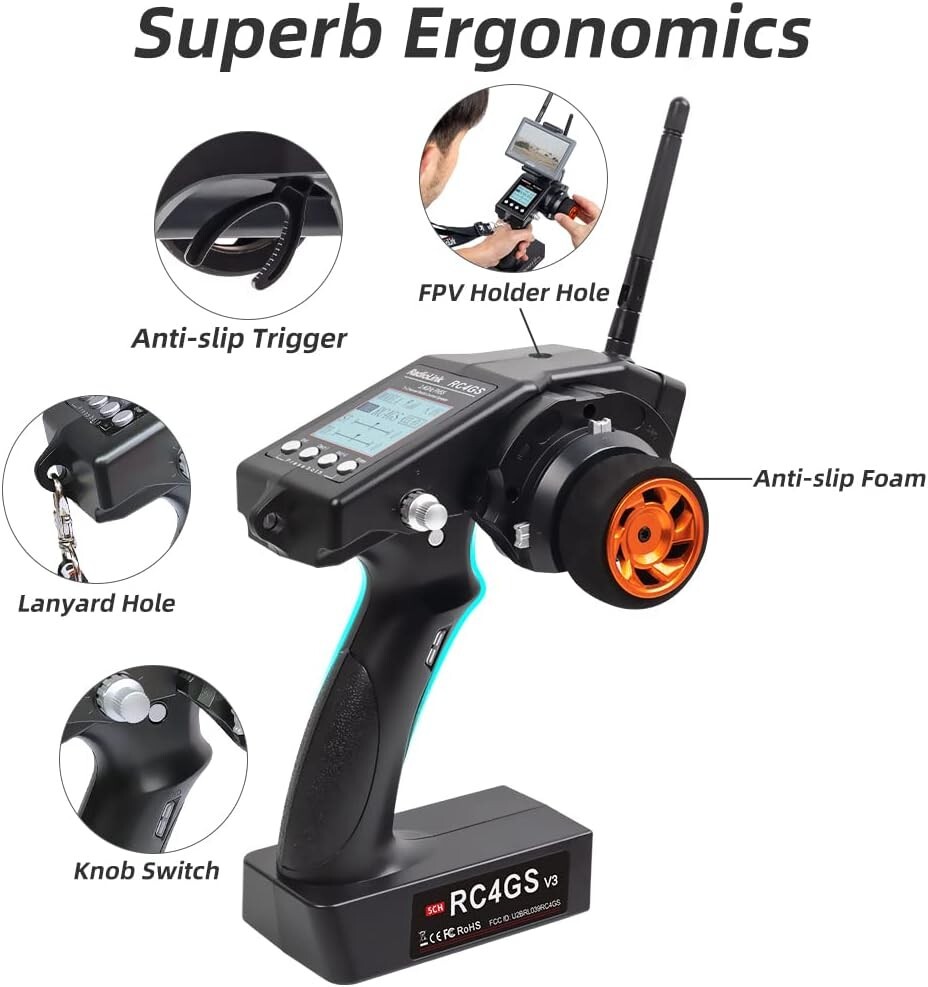 High-Performance 5CH RC Transmitter with Anti-Interference & Real-Time Telemetry