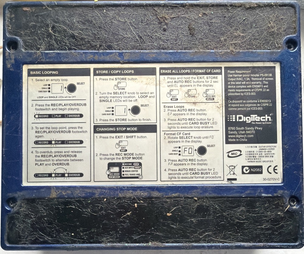 Digitech JamMan Looper/Phrase Sampler FOR PARTS