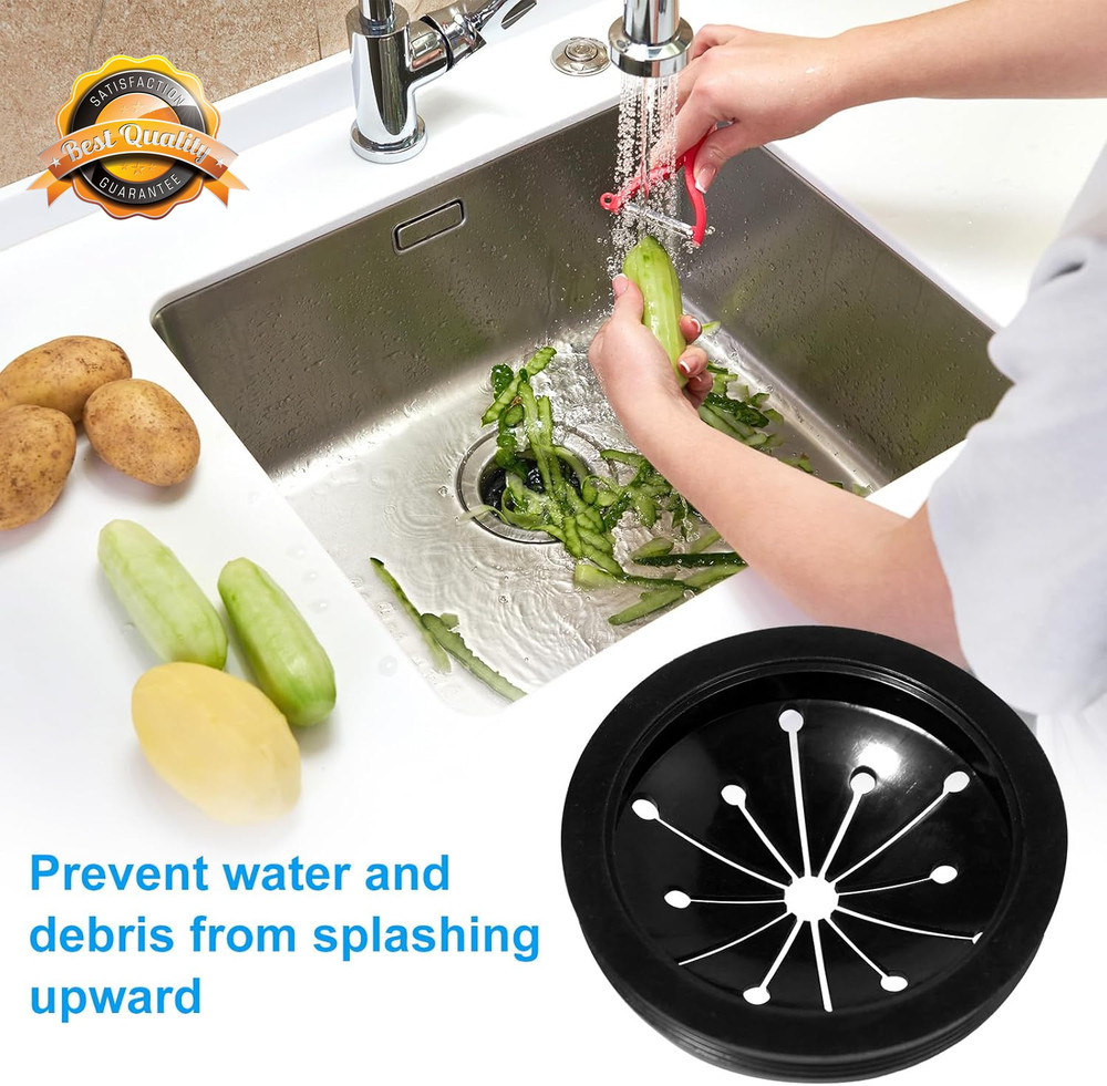 3" Garbage Disposal Splash Guard Rubber Sink Drain Insert Black 3pcs