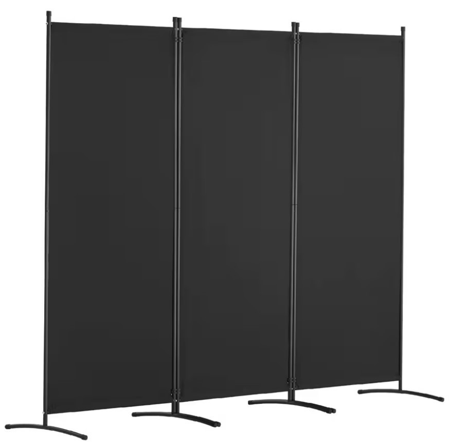3 Panel Folding Partition Privacy Screens Freestanding Fabric Room Panel Black