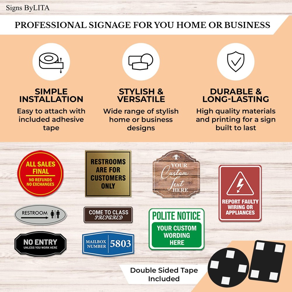 2 PCS Standard Exit Wall Or Door Sign Plastic Medium Brushed Gold