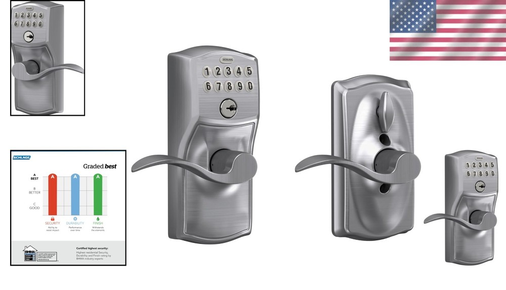 Electronic Keypad Lock, Touch Control, Satin Chrome