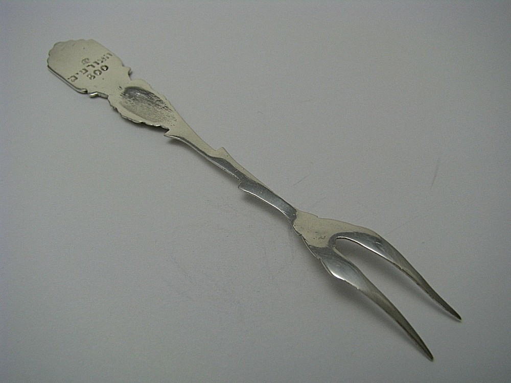 HAZORFIM SILVER FORK OLIVE PICK LEMON FORK 800 Silver Middle East Israel ca1960s
