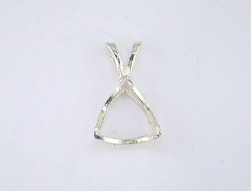 Trillion V Prong Pendant Setting Sterling Silver