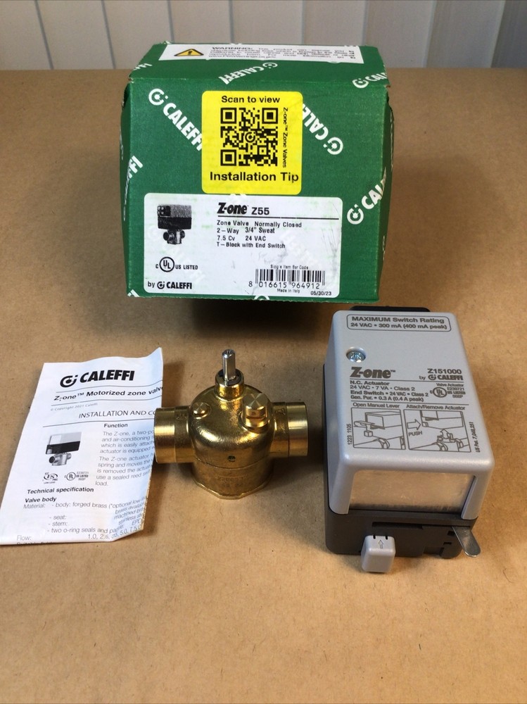 Caleffi Z55 Z-One Zone Valve with Terminal Connection - 3/4" Sweat NEW IN BOX