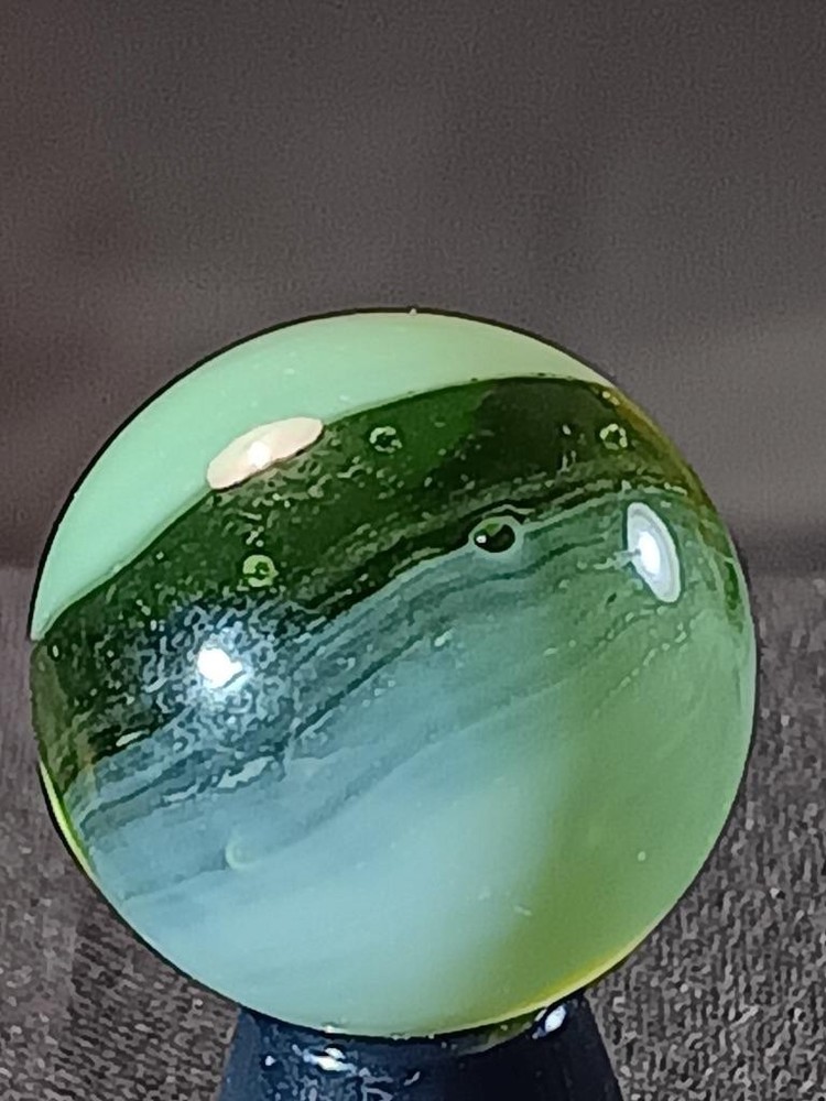 5/8" Master Light Sage Cloud White Brushed Patch on Clear Olive NM Marble A901