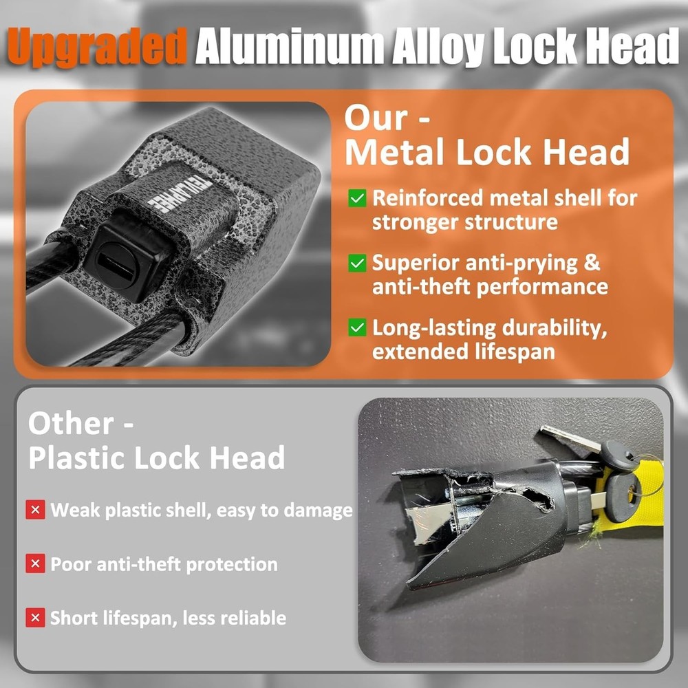 High-Visibility Steering Wheel Lock - Double Protection, Durable Aluminum Design