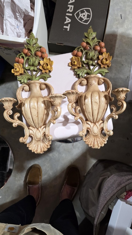 Vintage 1970's Plastic Wall Sconces