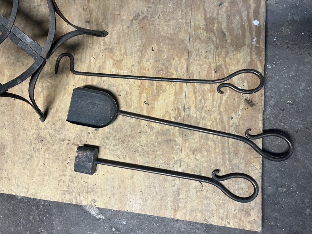 Antique embossed copper fireplace screen elephants,tools, Peacock