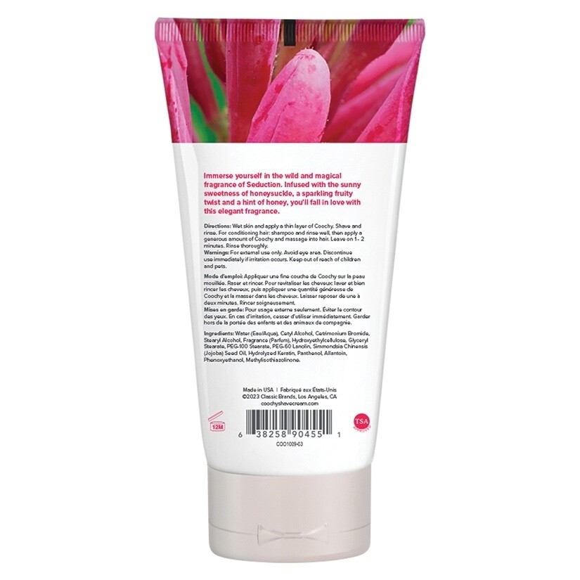 Coochy Shave Cream, Conditioner and Moisturizing Complex. 3.4 oz Seduction