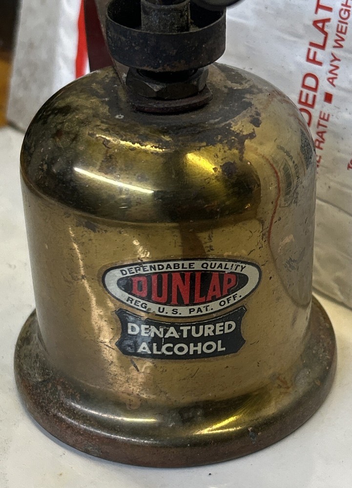Vintage DUNLAP Brass Mini Denatured Alcohol Torch