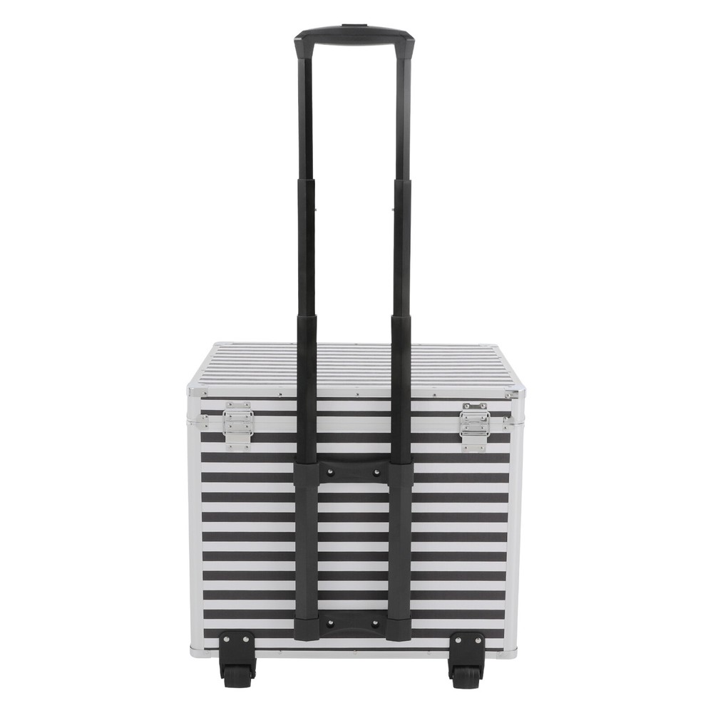 Striped style Rolling File Storage Case, Lockable File Box with Telescopic Pole