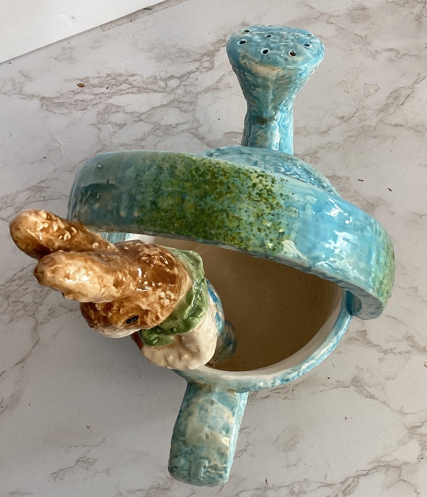 Ceramic Watering Can With Peeping Bunny In Excellent Condition.