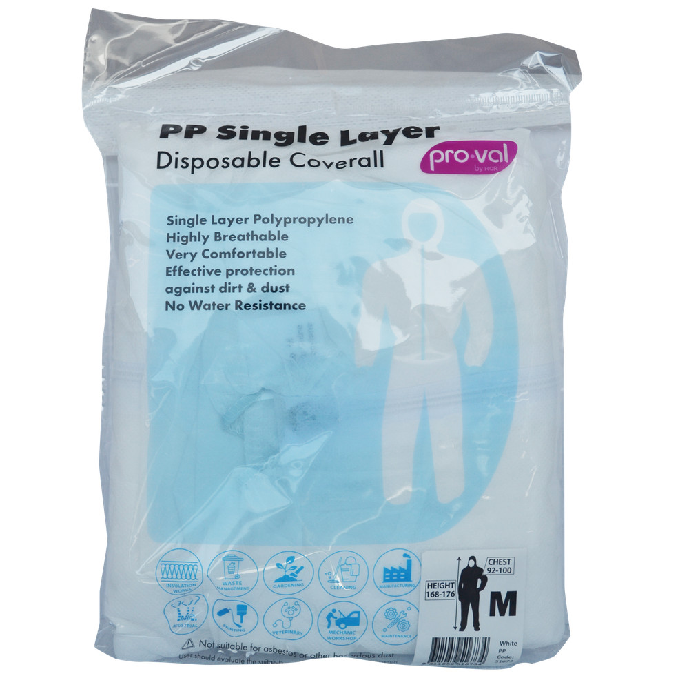 Pro-Val PP Single Layer Disposable Coverall - Size Medium