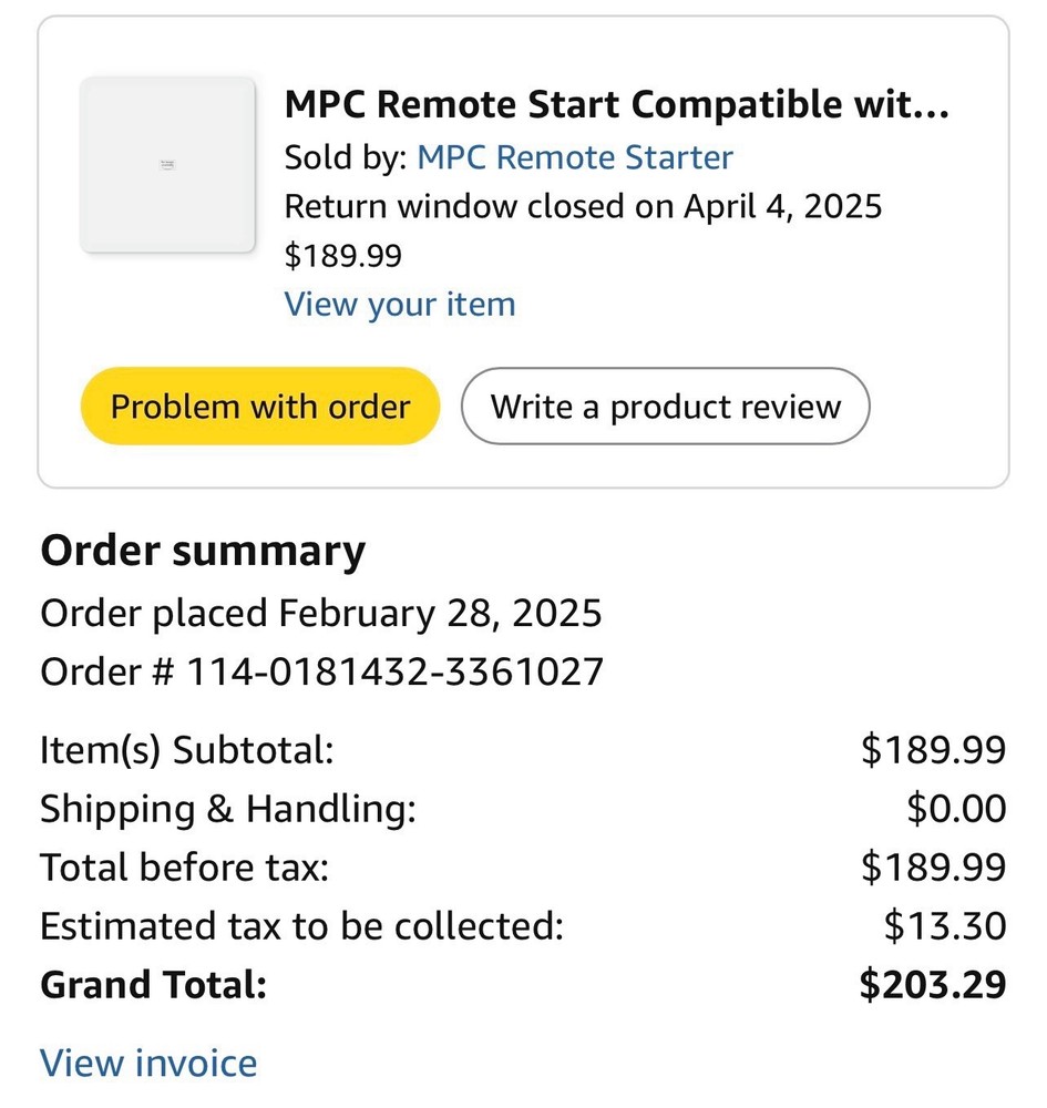 MPC Remote Start Model B-3710-001