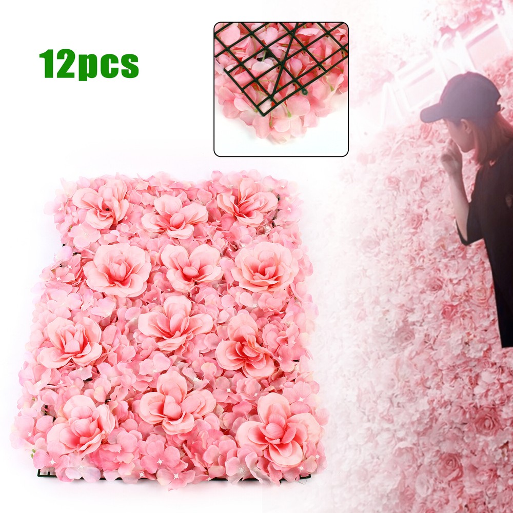 Artificial Rose Hydrangea Flower Wall Panels Wedding Backdrop 60 X40cm 12pcs