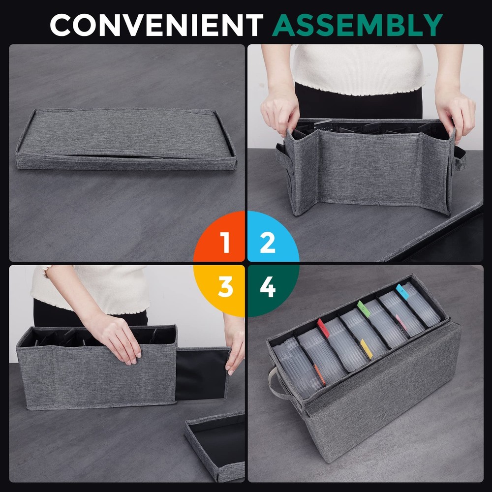 T WaveTree CD Storage Box with Lid Pack of 3, Practical CD-3 Pack, Grey