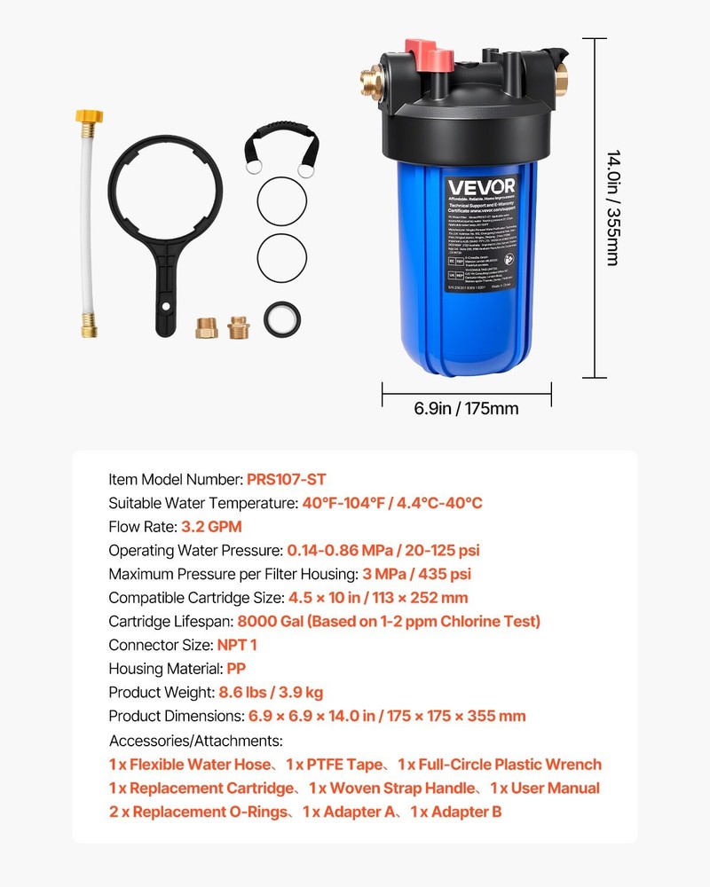 RV Water Filtration System Drinking Water Filter System Replaceable Cartri