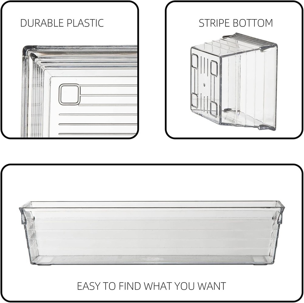 10 Piece Clear Plastic Drawer Organizers