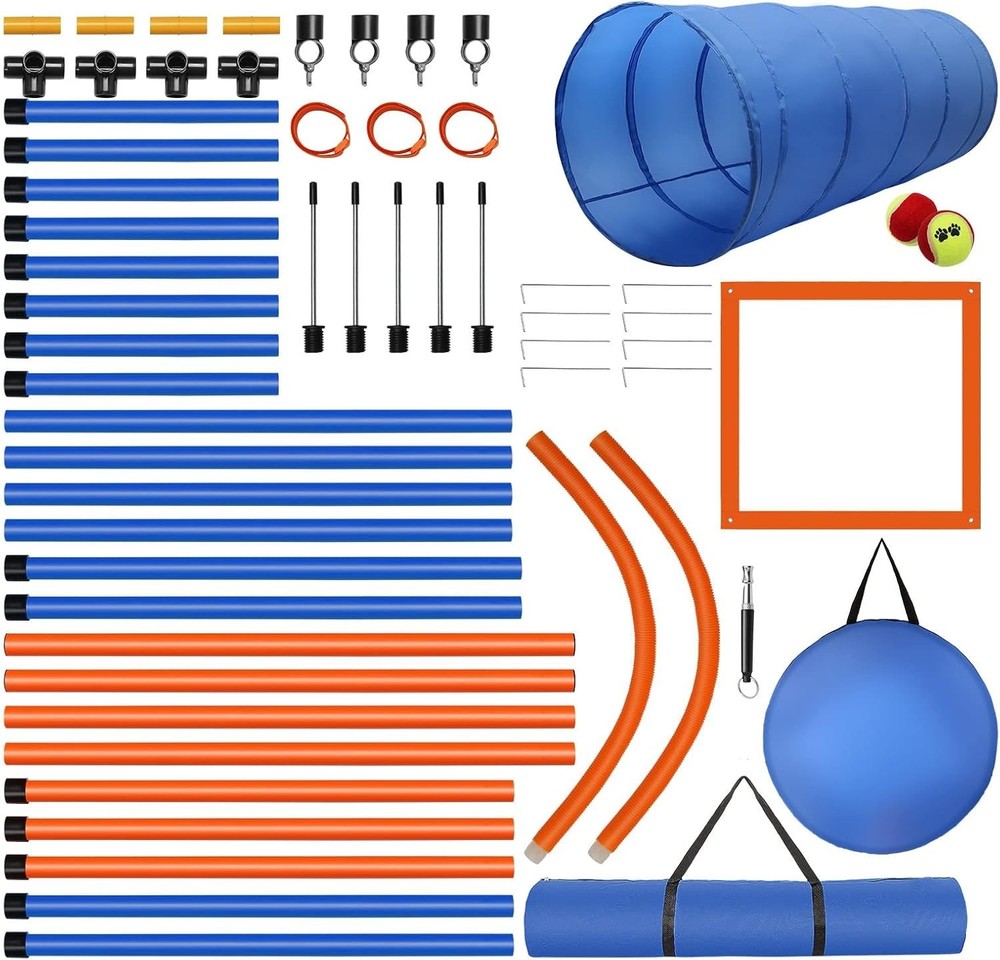 Durable 60-Piece Dog Obstacle Course for All Breeds – Engage & Train Anywhere!