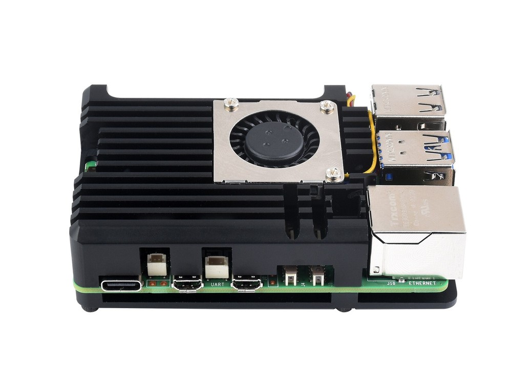 Waveshare Aluminium Alloy Case H for Raspberry Pi 5 with Temperature-Controlled