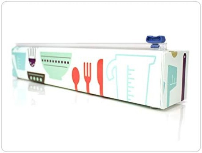 Efficient Kitchen Tool: Refillable Plastic Wrap Dispenser with Stability Feet