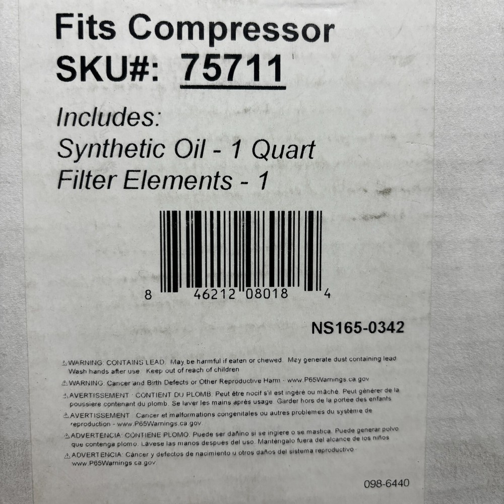 Air Compressor Maintenance Kit 84503 , fits compressor 75711 ⭐