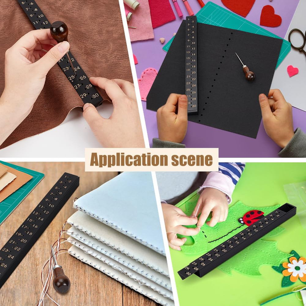 12" Bookbinding Punching Tool with Scale Guide for DIY Notebook Journal Crafts