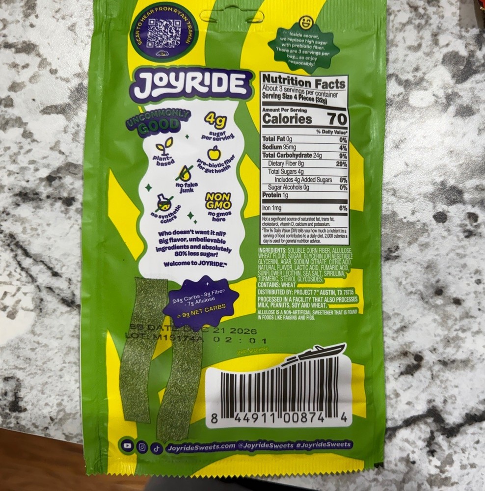 Joyride Sweets Candy Joyride Sour Candy Strips - -Gummy Candy, Candy