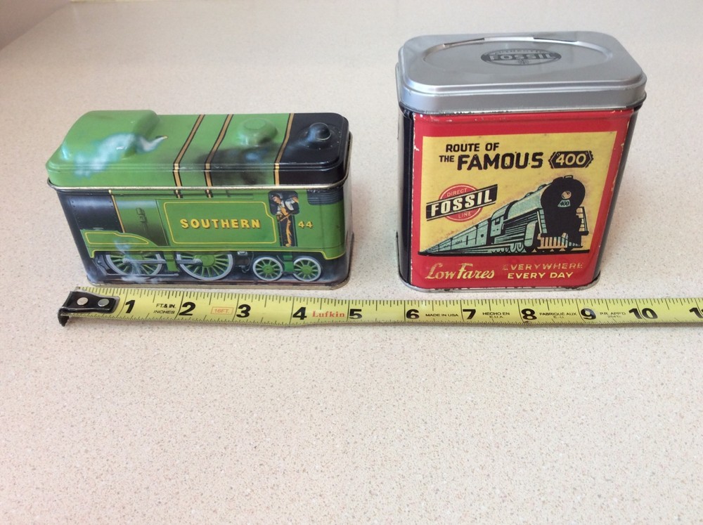 2 - Tin Boxes with Trains on them Streamliners Southern