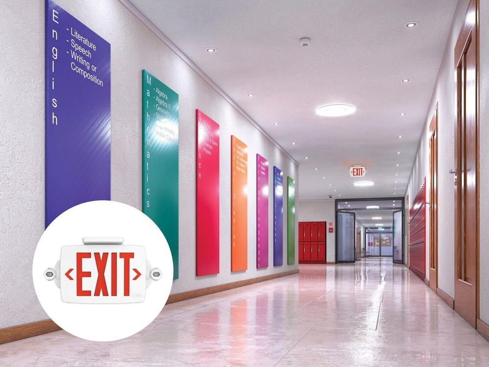 Lithonia Lighting Quantum LED Exit Sign Emergency Light Combo, Exit Sign and ...