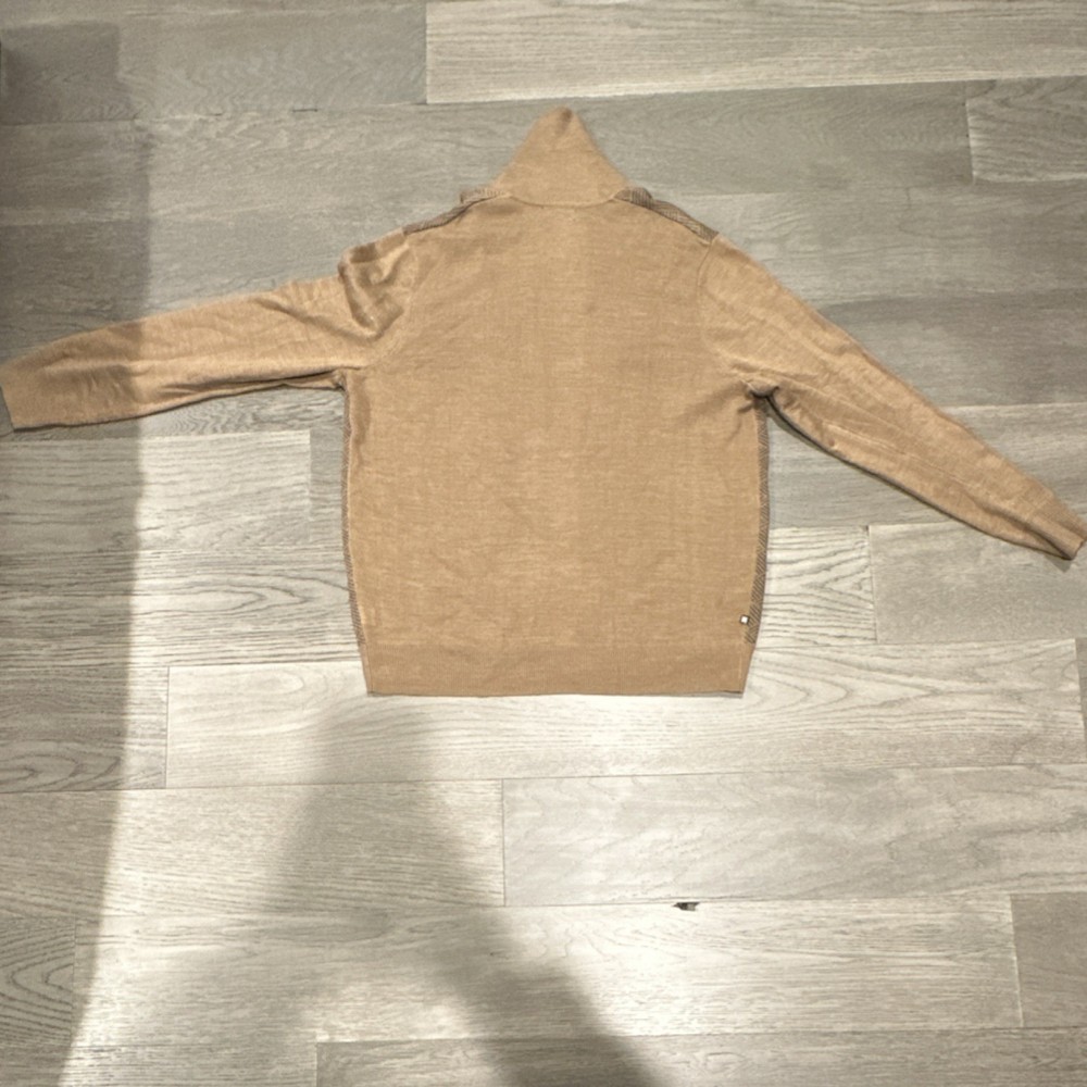 Geoffrey Beene Diamond Pattern Knit Turtleneck Pullover Sweater Beige L